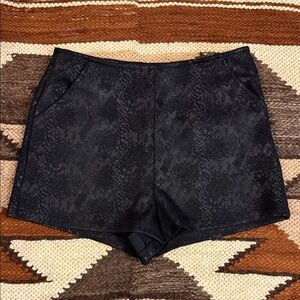 She + Sky Black Snakeskin Textured High Waist Shorts